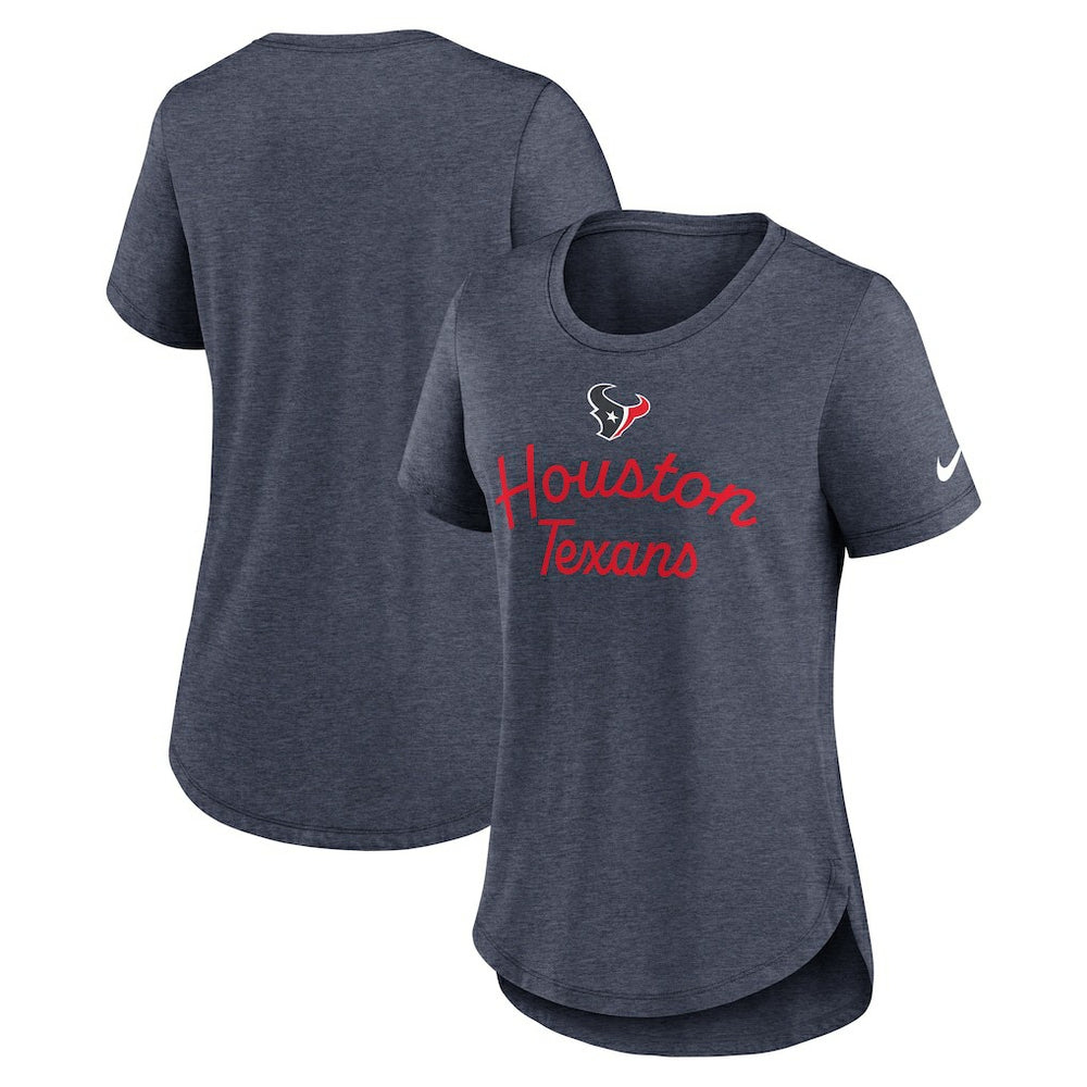 Houston Texans Women's Script Tri-Blend T-Shirt - Navy discount