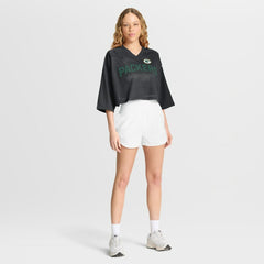 Green Bay Packers Women's Primetime Cropped Mesh Dri-FIT Fashion Jersey - Black on sale