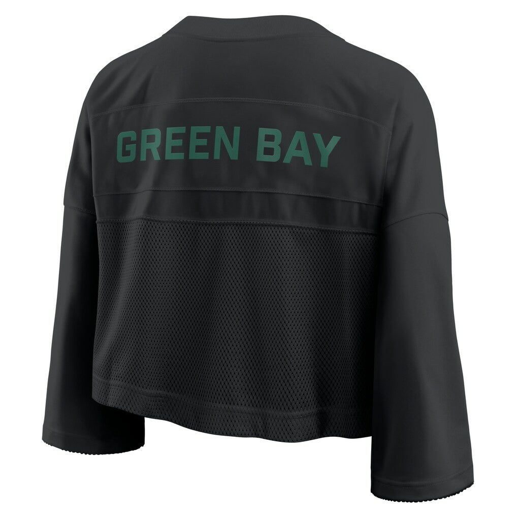 Green Bay Packers Women's Primetime Cropped Mesh Dri-FIT Fashion Jersey - Black on sale