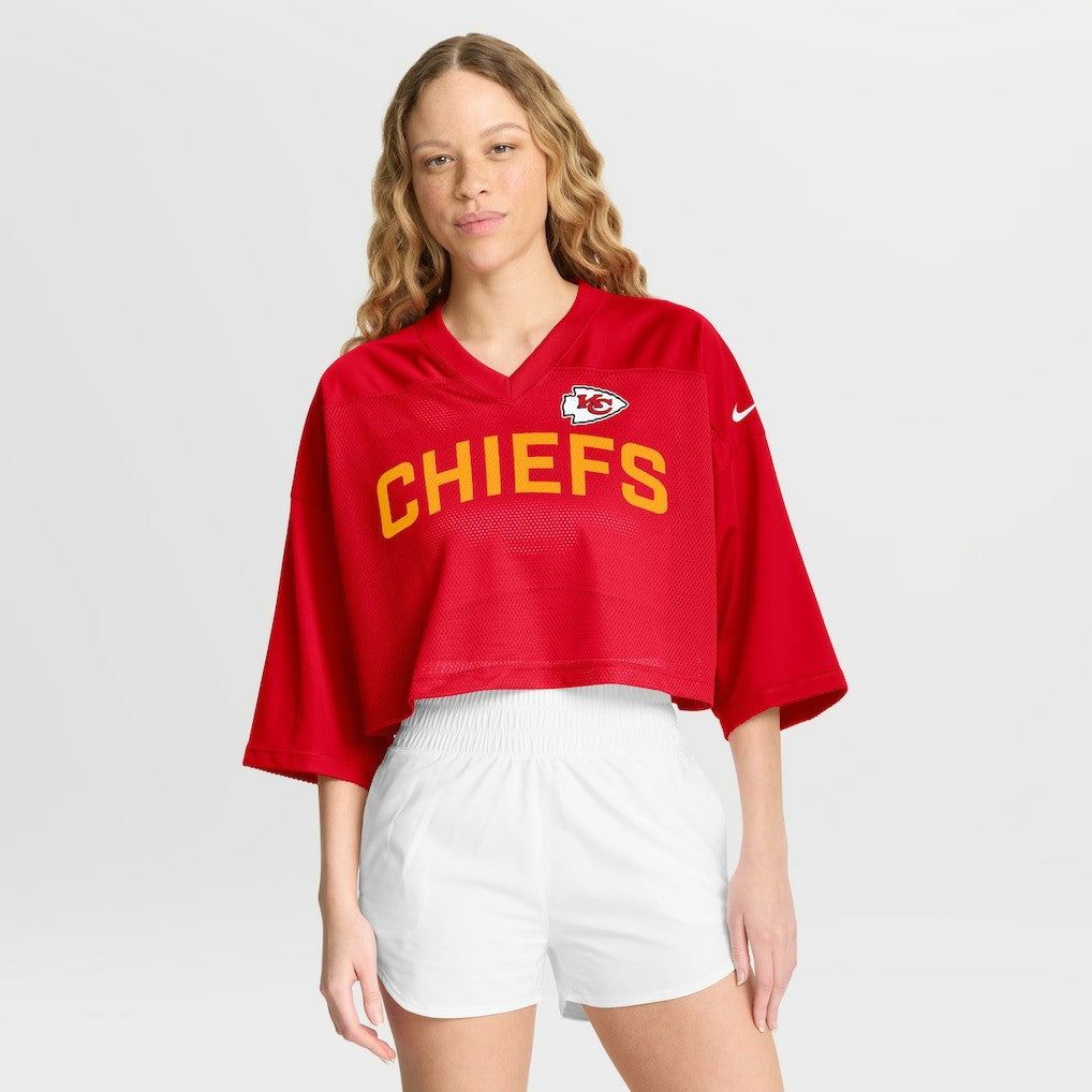 Kansas City Chiefs Women's Primetime Cropped Mesh Dri-FIT Fashion Jersey - Red cheap