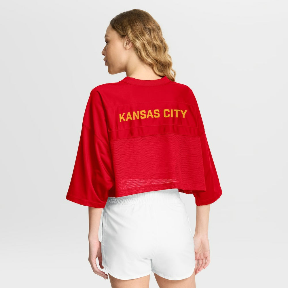 Kansas City Chiefs Women's Primetime Cropped Mesh Dri-FIT Fashion Jersey - Red cheap