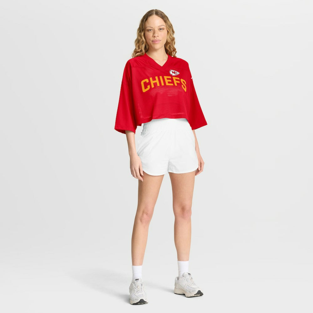 Kansas City Chiefs Women's Primetime Cropped Mesh Dri-FIT Fashion Jersey - Red cheap