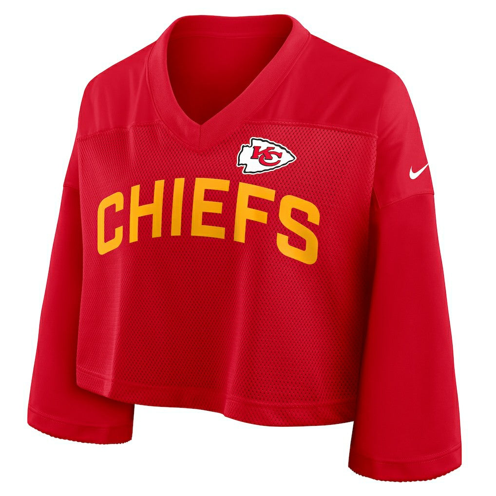 Kansas City Chiefs Women's Primetime Cropped Mesh Dri-FIT Fashion Jersey - Red cheap