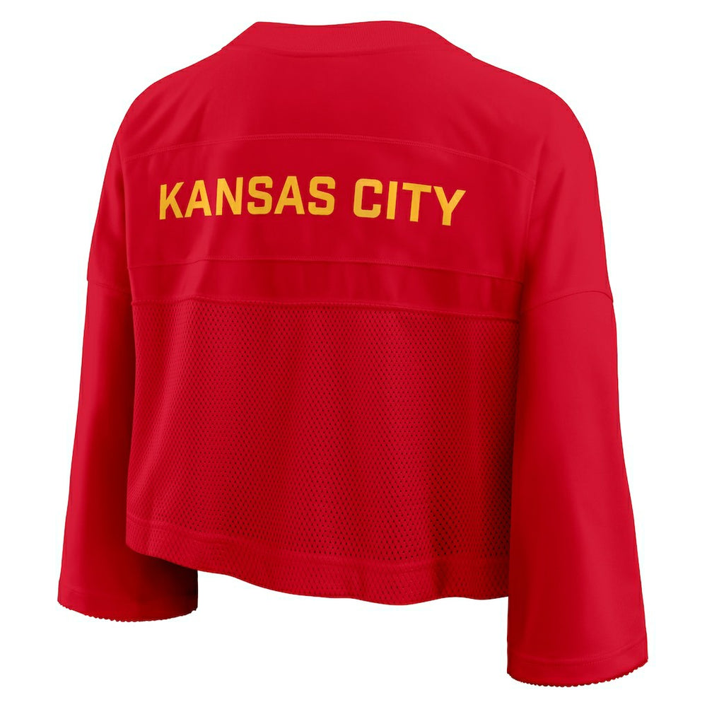 Kansas City Chiefs Women's Primetime Cropped Mesh Dri-FIT Fashion Jersey - Red cheap