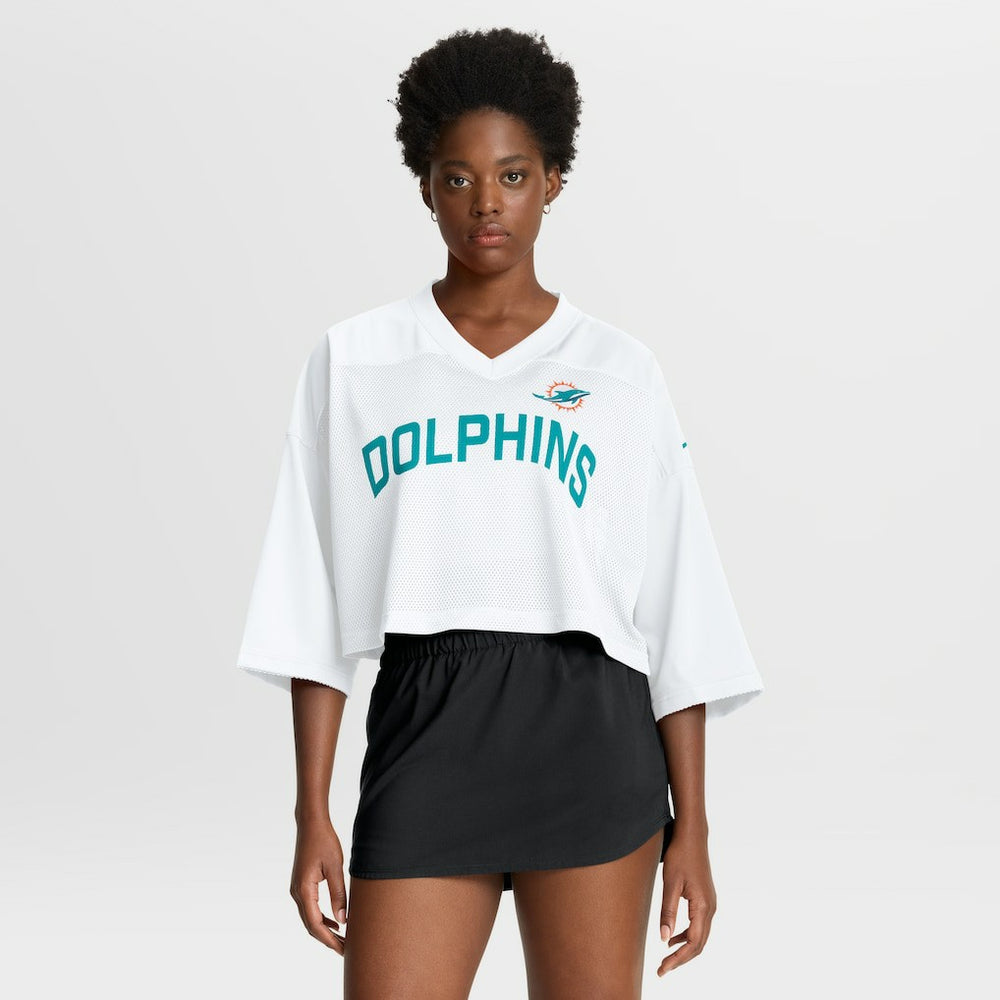 Miami Dolphins Women's Primetime Cropped Mesh Dri-FIT Fashion Jersey - White online