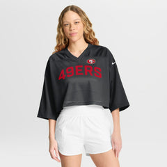 San Francisco 49ers Women's Primetime Cropped Mesh Dri-FIT Fashion Jersey - Black sale