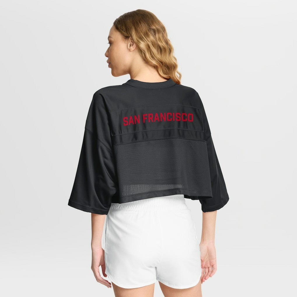 San Francisco 49ers Women's Primetime Cropped Mesh Dri-FIT Fashion Jersey - Black sale