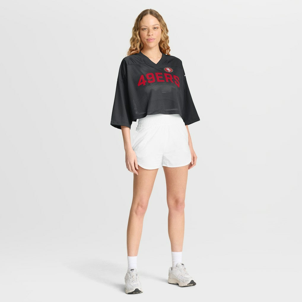 San Francisco 49ers Women's Primetime Cropped Mesh Dri-FIT Fashion Jersey - Black sale