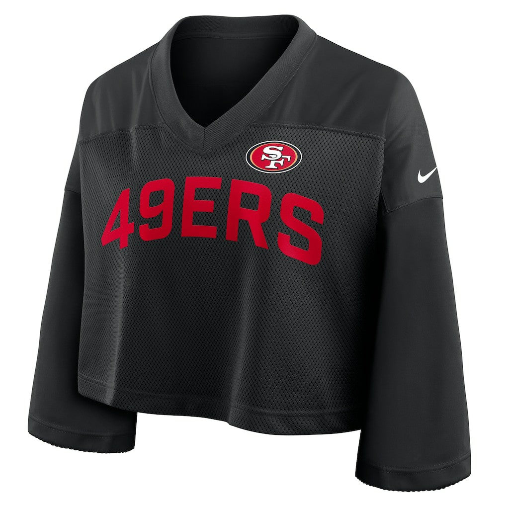 San Francisco 49ers Women's Primetime Cropped Mesh Dri-FIT Fashion Jersey - Black sale