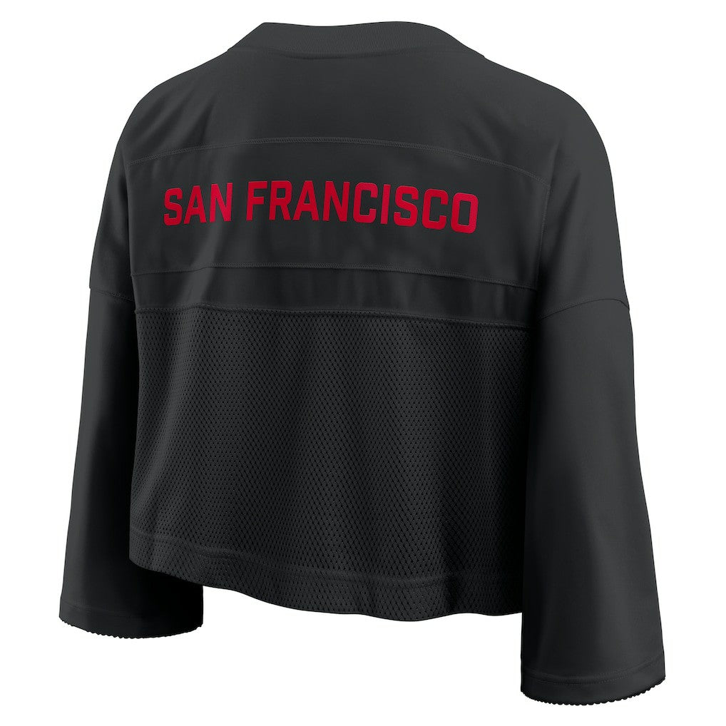 San Francisco 49ers Women's Primetime Cropped Mesh Dri-FIT Fashion Jersey - Black sale