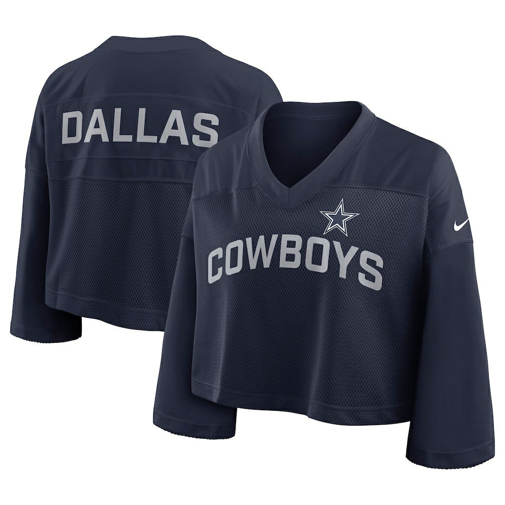 Dallas Cowboys Women's Primetime Cropped Mesh Dri-FIT Fashion Jersey - Navy for sale