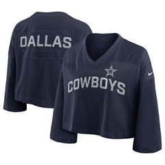 Dallas Cowboys Women's Primetime Cropped Mesh Dri-FIT Fashion Jersey - Navy for sale