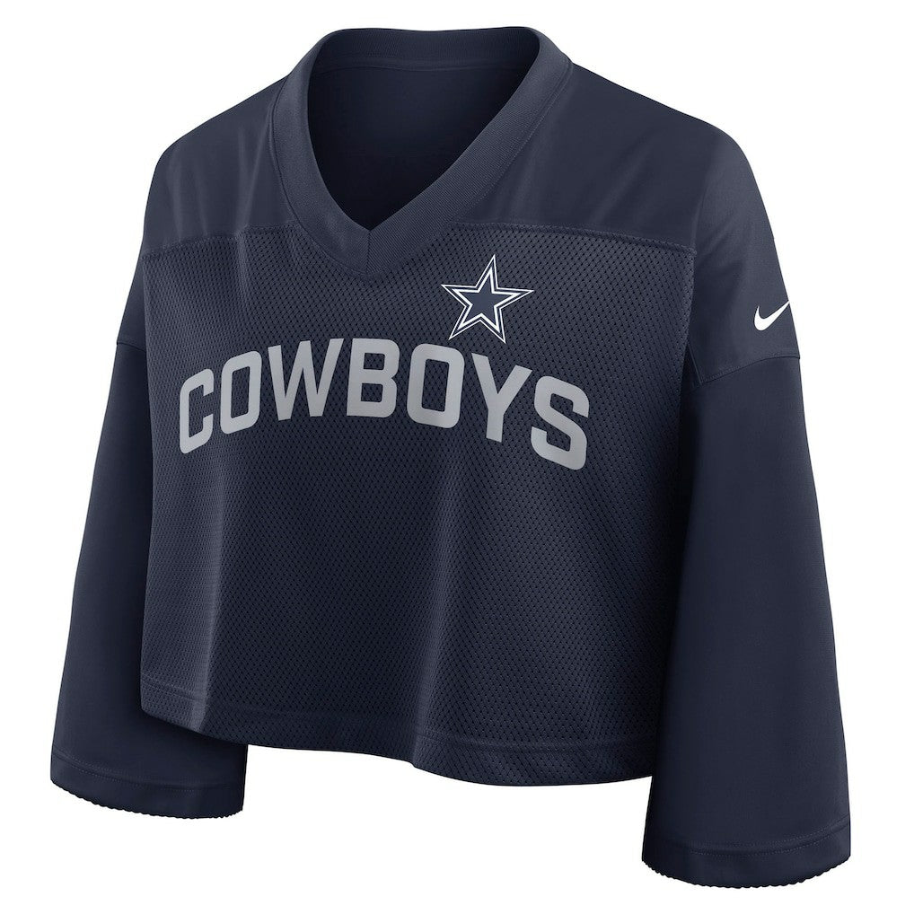 Dallas Cowboys Women's Primetime Cropped Mesh Dri-FIT Fashion Jersey - Navy for sale