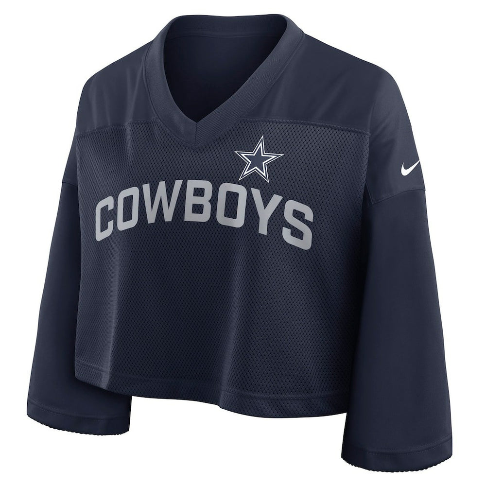 Dallas Cowboys Women's Primetime Cropped Mesh Dri-FIT Fashion Jersey - Navy for sale
