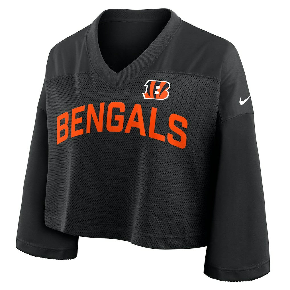 Cincinnati Bengals Women's Primetime Cropped Mesh Dri-FIT Fashion Jersey - Black on sale