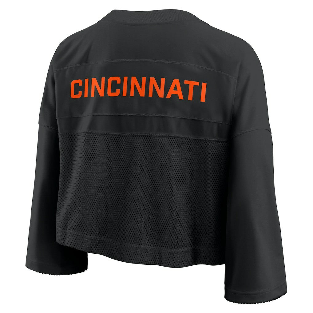 Cincinnati Bengals Women's Primetime Cropped Mesh Dri-FIT Fashion Jersey - Black on sale