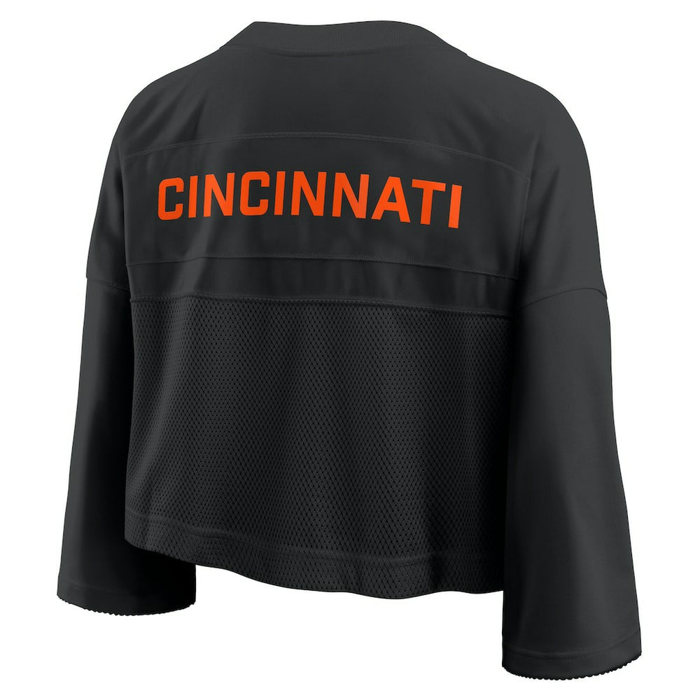 Cincinnati Bengals Women's Primetime Cropped Mesh Dri-FIT Fashion Jersey - Black on sale