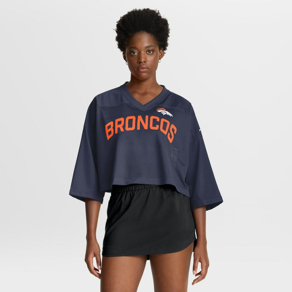 Denver Broncos Women's Primetime Cropped Mesh Dri-FIT Fashion Jersey - Navy cheap
