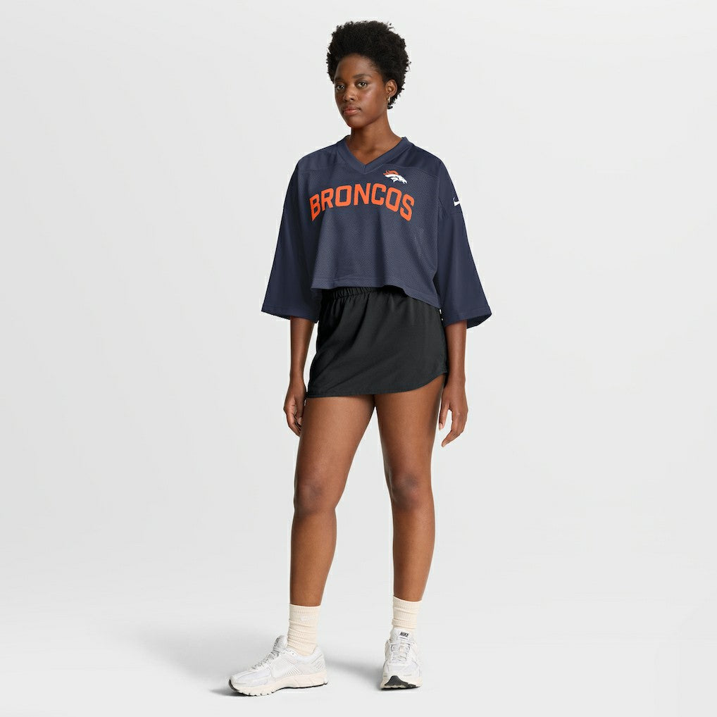 Denver Broncos Women's Primetime Cropped Mesh Dri-FIT Fashion Jersey - Navy cheap