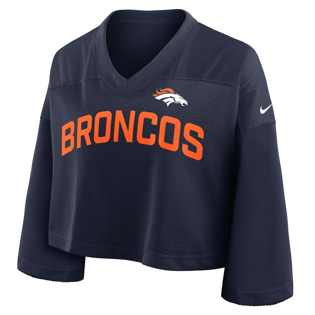 Denver Broncos Women's Primetime Cropped Mesh Dri-FIT Fashion Jersey - Navy cheap