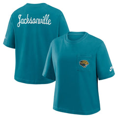 Jacksonville Jaguars Women's Rewind Pocket Boxy T-Shirt - Teal online