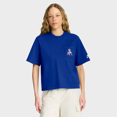 New England Patriots Women's Rewind Pocket Boxy T-Shirt - Royal sale