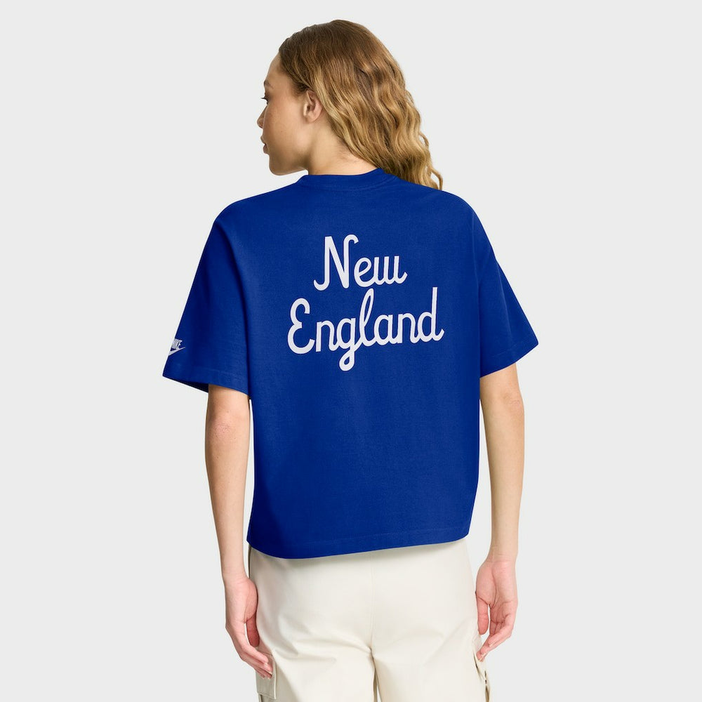 New England Patriots Women's Rewind Pocket Boxy T-Shirt - Royal sale