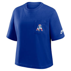 New England Patriots Women's Rewind Pocket Boxy T-Shirt - Royal sale