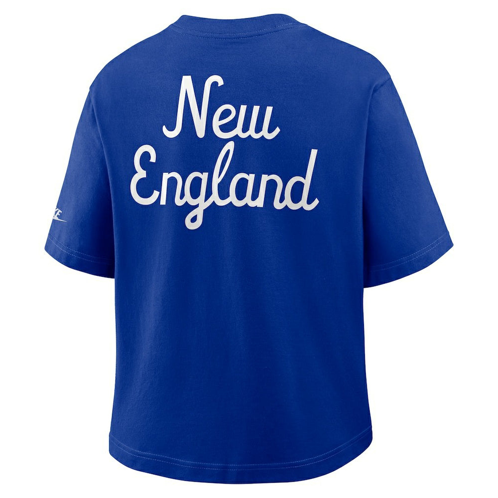 New England Patriots Women's Rewind Pocket Boxy T-Shirt - Royal sale
