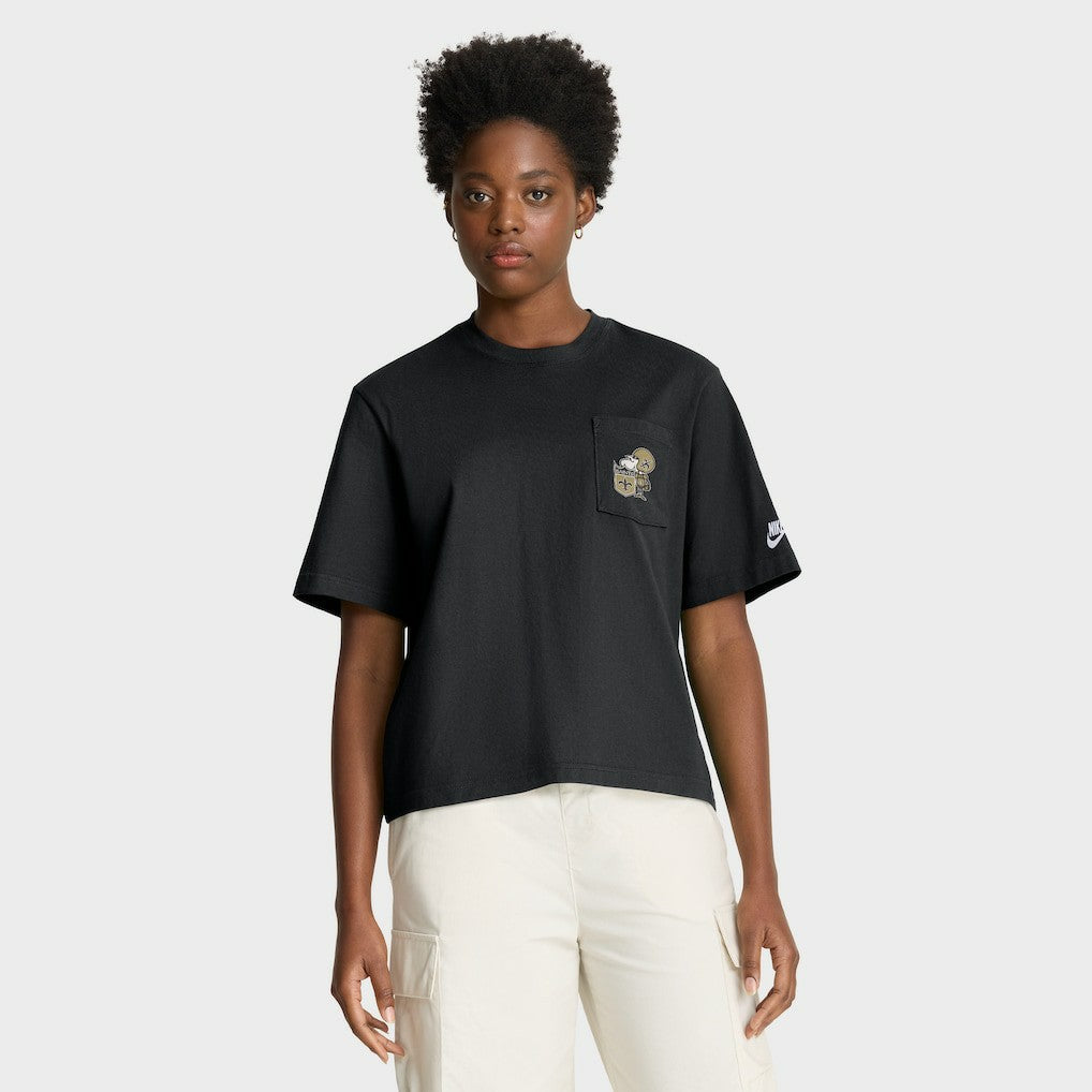 New Orleans Saints Women's Rewind Pocket Boxy T-Shirt - Black sale