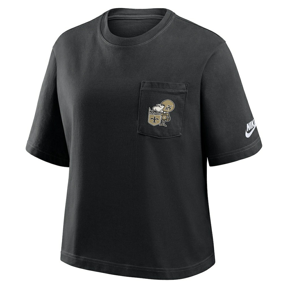 New Orleans Saints Women's Rewind Pocket Boxy T-Shirt - Black sale