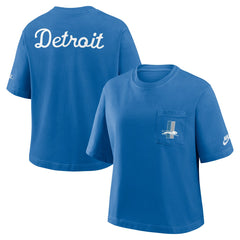 Detroit Lions Women's Rewind Pocket Boxy T-Shirt - Blue sale