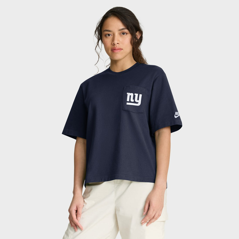 New York Giants Women's Rewind Pocket Boxy T-Shirt - Royal discount