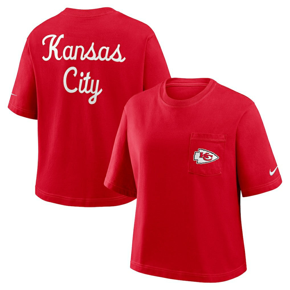 Kansas City Chiefs Women's Rewind Pocket Boxy T-Shirt - Red discount