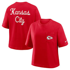 Kansas City Chiefs Women's Rewind Pocket Boxy T-Shirt - Red discount