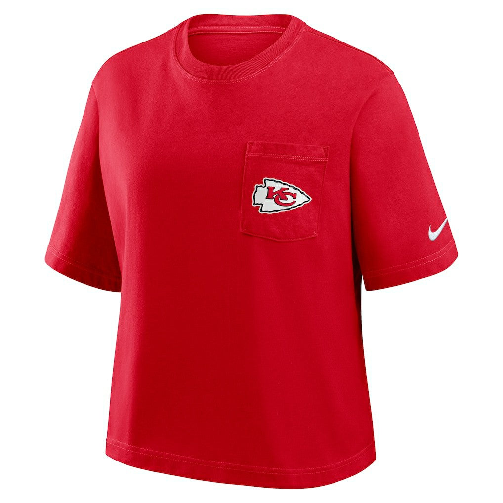 Kansas City Chiefs Women's Rewind Pocket Boxy T-Shirt - Red discount
