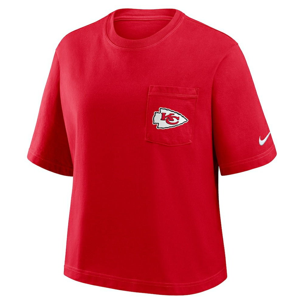 Kansas City Chiefs Women's Rewind Pocket Boxy T-Shirt - Red discount