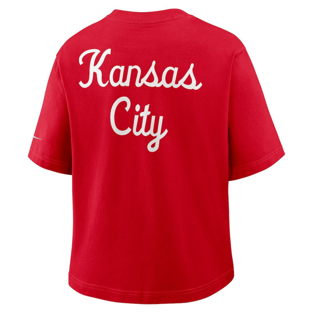 Kansas City Chiefs Women's Rewind Pocket Boxy T-Shirt - Red discount