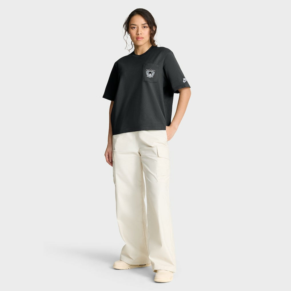 Las Vegas Raiders Women's Rewind Pocket Boxy T-Shirt - Black on sale