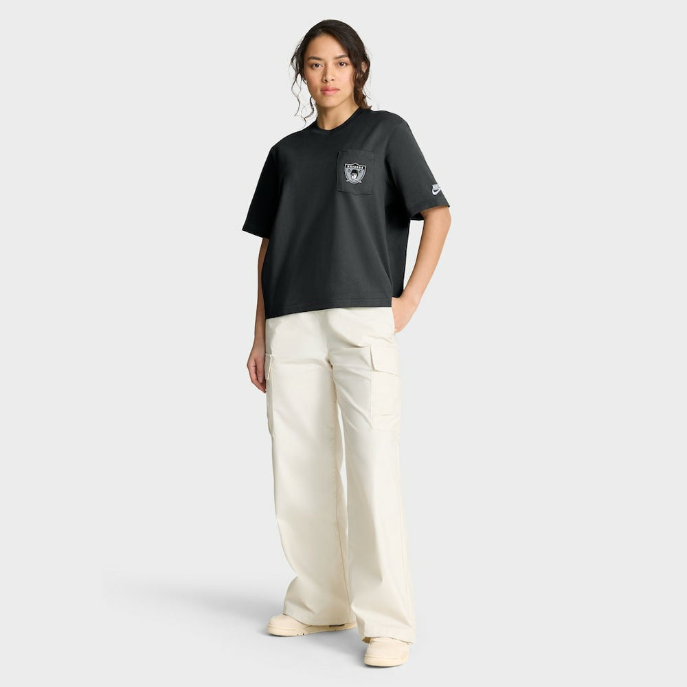 Las Vegas Raiders Women's Rewind Pocket Boxy T-Shirt - Black on sale