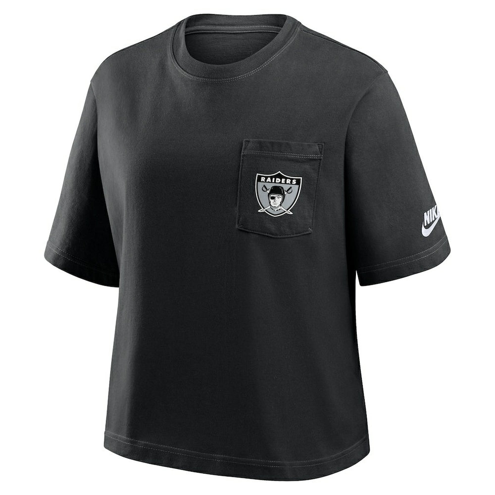 Las Vegas Raiders Women's Rewind Pocket Boxy T-Shirt - Black on sale