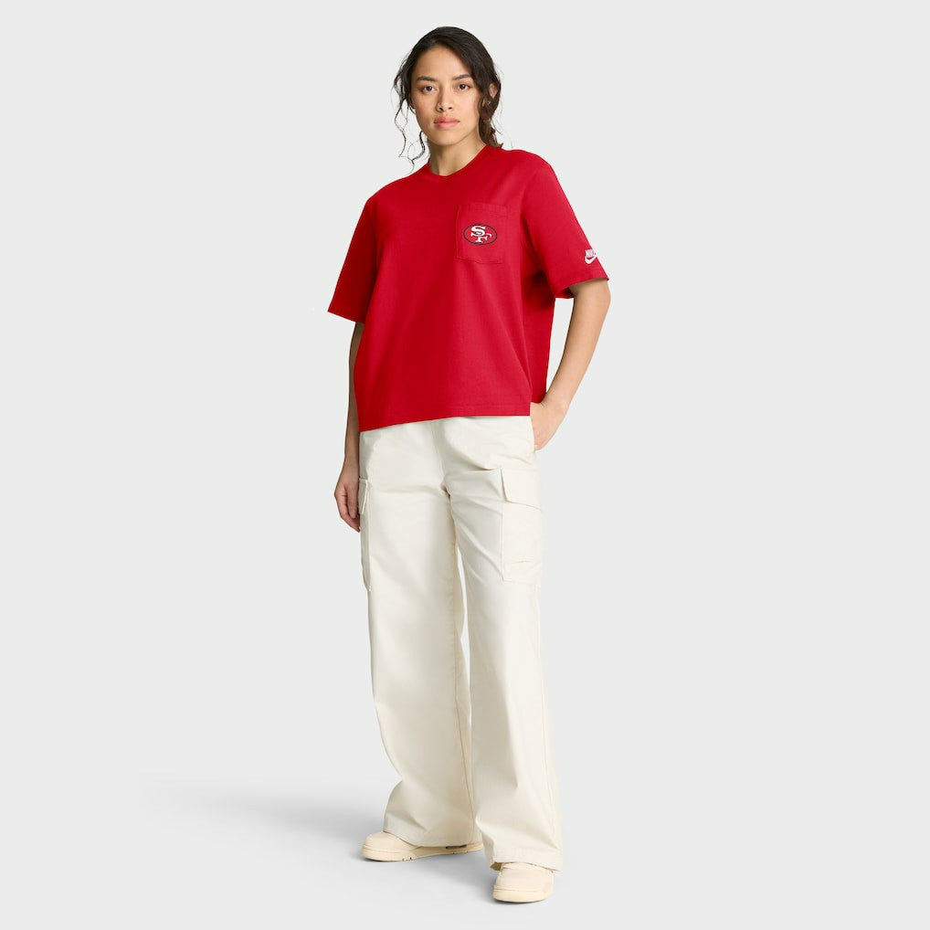 San Francisco 49ers Women's Rewind Pocket Boxy T-Shirt - Scarlet online