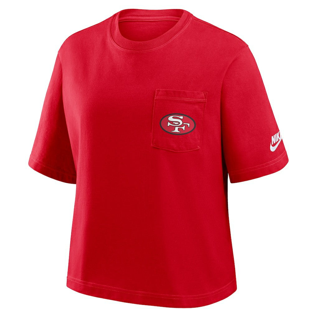 San Francisco 49ers Women's Rewind Pocket Boxy T-Shirt - Scarlet online