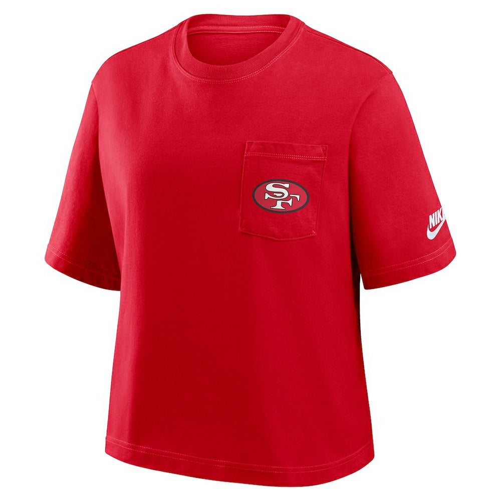 San Francisco 49ers Women's Rewind Pocket Boxy T-Shirt - Scarlet online