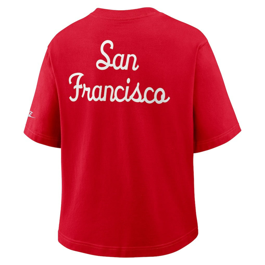 San Francisco 49ers Women's Rewind Pocket Boxy T-Shirt - Scarlet online