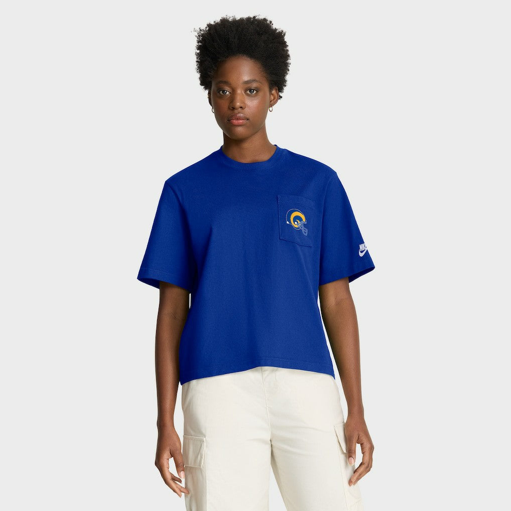 Los Angeles Rams Women's Rewind Pocket Boxy T-Shirt - Royal cheap