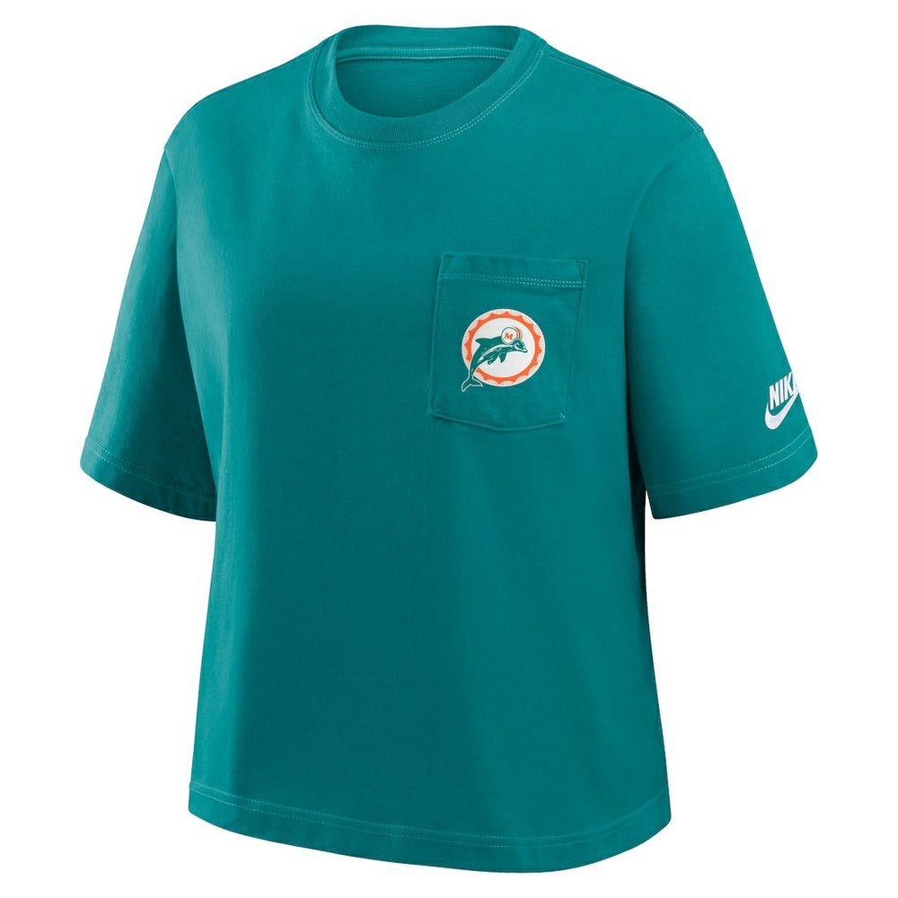 Miami Dolphins Women's Rewind Pocket Boxy T-Shirt - Aqua for sale