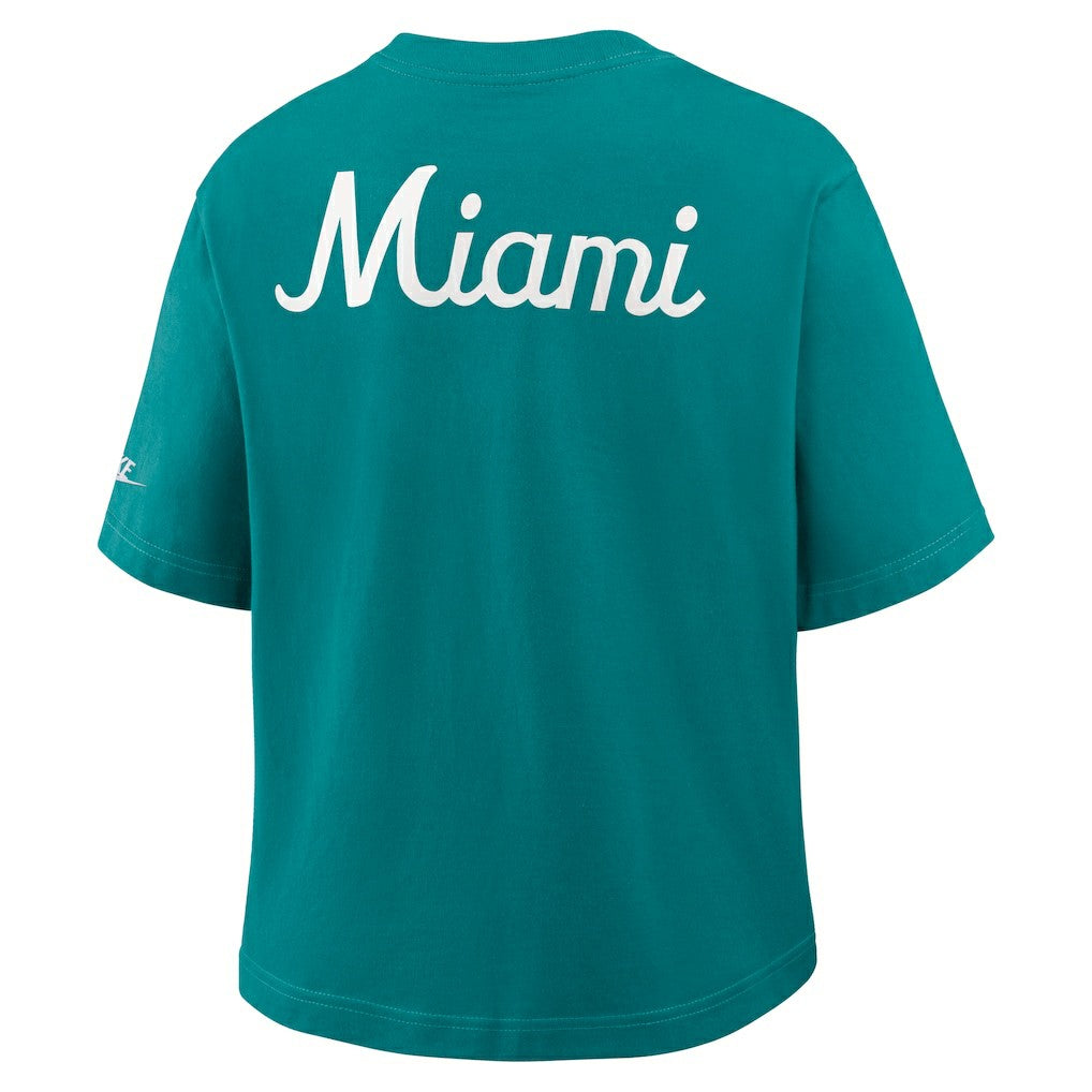 Miami Dolphins Women's Rewind Pocket Boxy T-Shirt - Aqua for sale