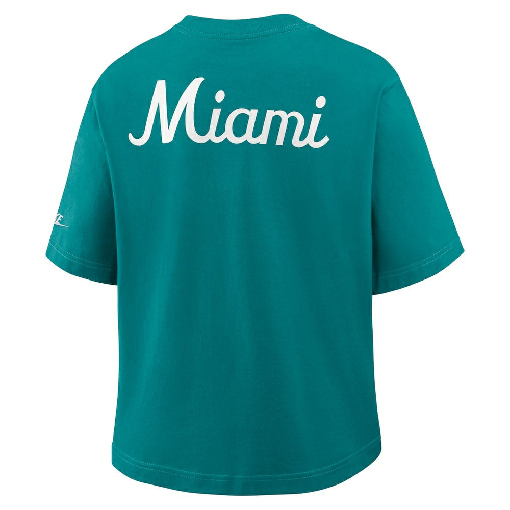Miami Dolphins Women's Rewind Pocket Boxy T-Shirt - Aqua for sale