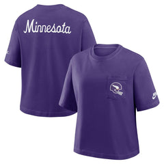 Minnesota Vikings Women's Rewind Pocket Boxy T-Shirt - Purple for sale
